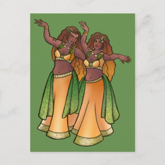 Gemini Belly Dancers Zodiac Bellydance Art Holiday Postcard