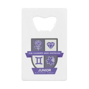 Gemini Birthday Crest™ for June 1-21 Credit Card Bottle Opener