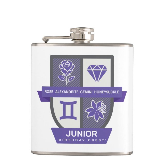 Gemini Birthday Crest™ for June 1-21 Flask (Front)