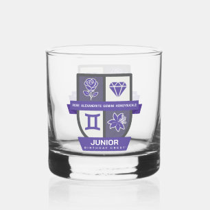 Gemini Birthday Crest™ for June 1-21 Whiskey Glass