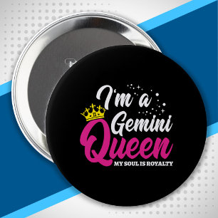 Gemini Birthday Queen Astrology Zodiac May June Button