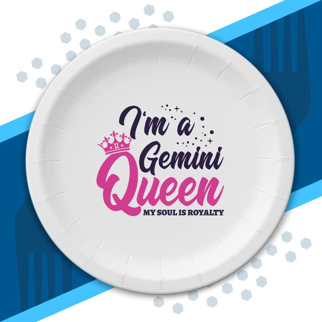 Gemini Birthday Queen Astrology Zodiac Sign Soul Paper Plates (Creator Uploaded)