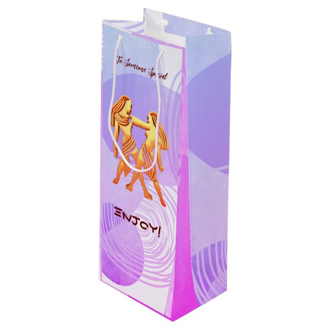 Gemini Birthday -  Wine Gift Bag (Front Angled)