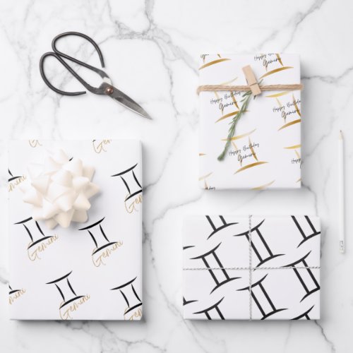 Gemini Birthday Wrapping Paper Sheets