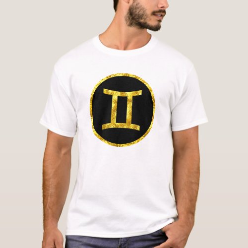 gemini_black_gold_circle_symbol_tshirt T_Shirt