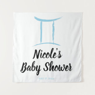 Gemini Blue Astrology Zodiac Sign Party Backdrop