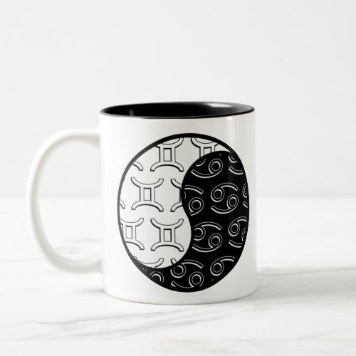 Gemini Cancer yin yang zodiac couple Two_Tone Coffee Mug