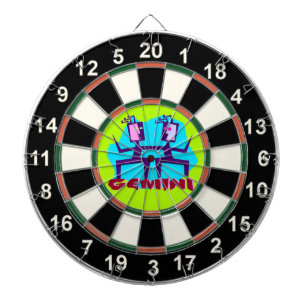 Gemini Cartoon Zodiac Astrology design Dartboard
