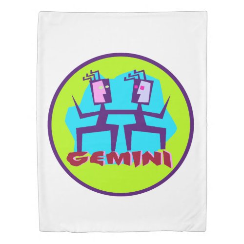 Gemini Cartoon Zodiac Astrology design Duvet Cover