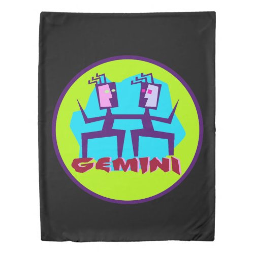 Gemini Cartoon Zodiac Astrology design Duvet Cover