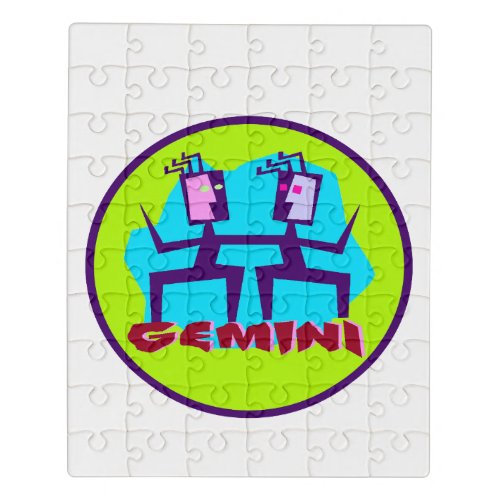Gemini Cartoon Zodiac Astrology design Jigsaw Puzzle