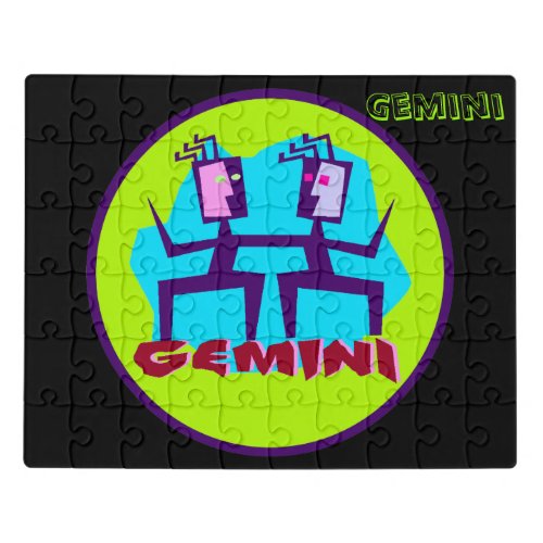 Gemini Cartoon Zodiac Astrology design Jigsaw Puzzle