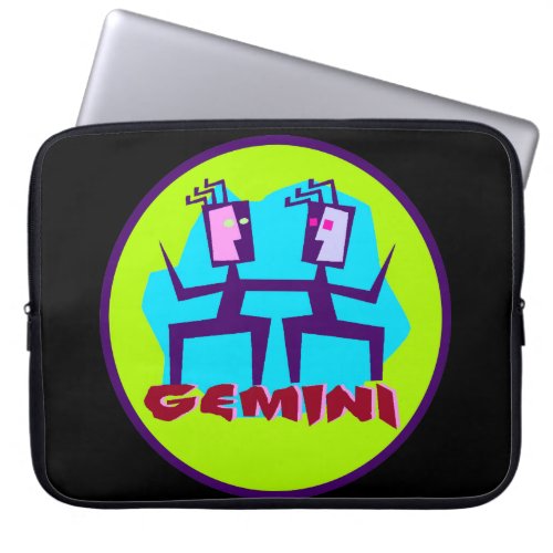 Gemini Cartoon Zodiac Astrology design Laptop Sleeve