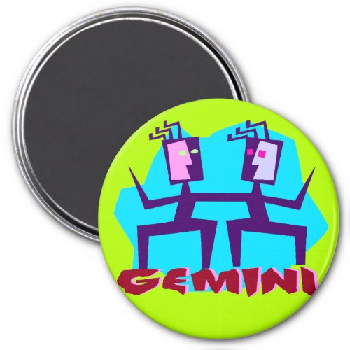 Gemini Cartoon Zodiac Astrology design Magnet