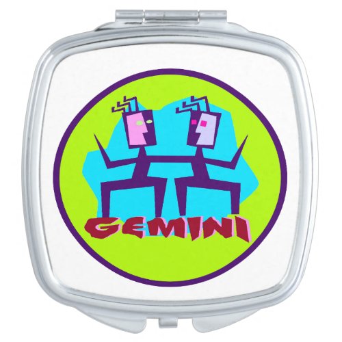 Gemini Cartoon Zodiac Astrology design Mirror For Makeup