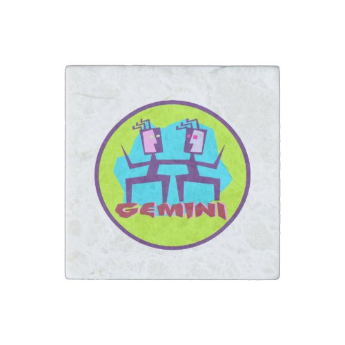 Gemini Cartoon Zodiac Astrology design Stone Magnet