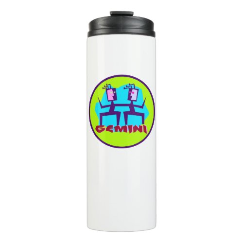 Gemini Cartoon Zodiac Astrology design Thermal Tumbler