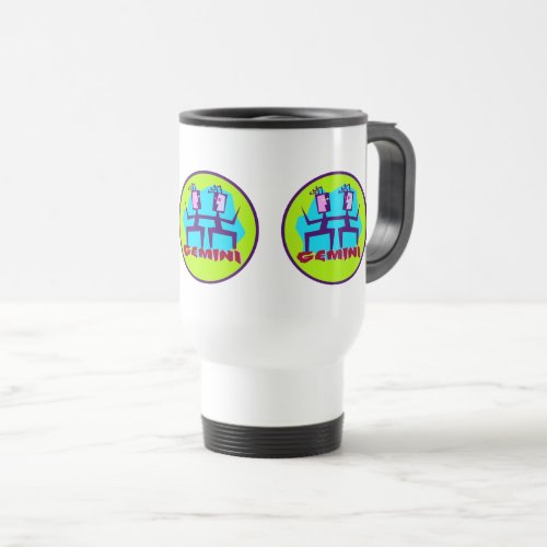 Gemini Cartoon Zodiac Astrology design Travel Mug