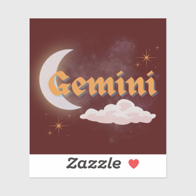 Gemini Celestial Aesthetic Dreamy Moon Cloud Stars Sticker (Sheet)