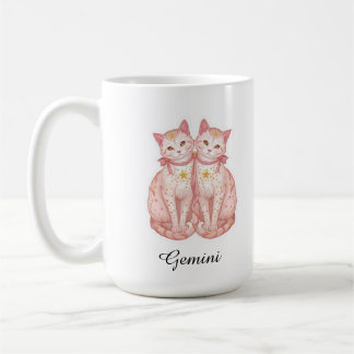 Gemini Celestial Zodiac Mug - Twin Cats Art