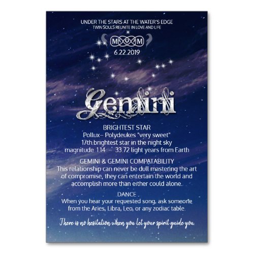 Gemini Centerpiece Table Card