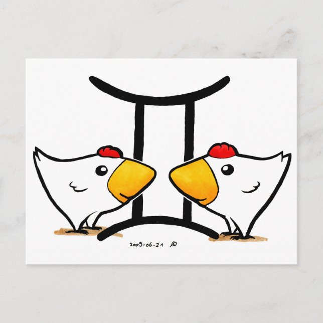 Gemini Chickens Postcard (Front)
