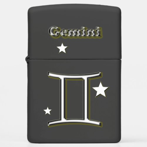 Gemini chrome symbol zippo lighter