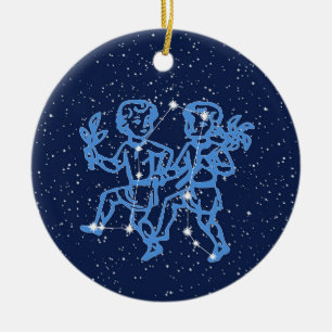 Gemini Constellation and Zodiac Sign with Stars Ce Ceramic Ornament