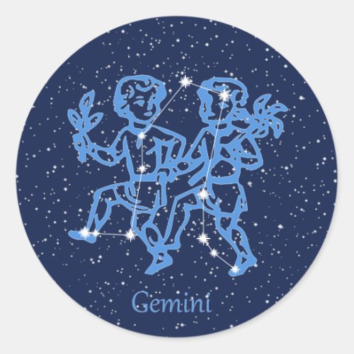Gemini Constellation and Zodiac Sign with Stars Classic Round Sticker