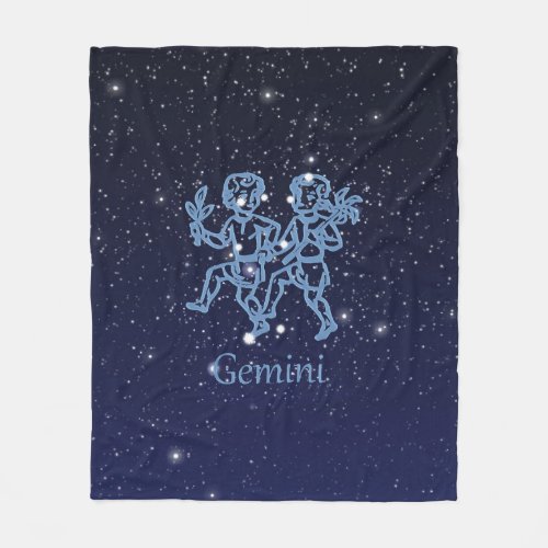Gemini Constellation and Zodiac Sign with Stars Fleece Blanket