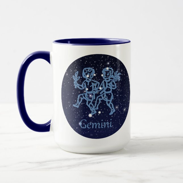 Gemini Constellation and Zodiac Sign with Stars Mug (Left)