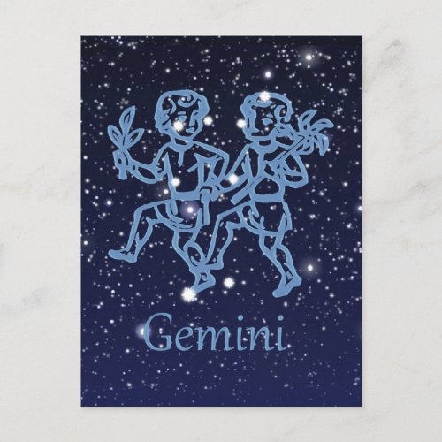 Gemini Constellation and Zodiac Sign with Stars Postcard