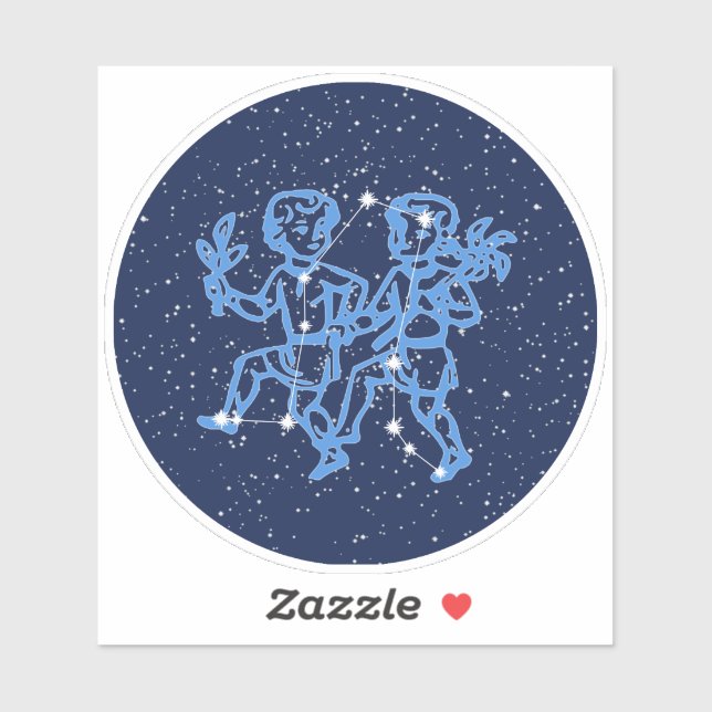 Gemini Constellation and Zodiac Sign with Stars Sticker (Sheet)
