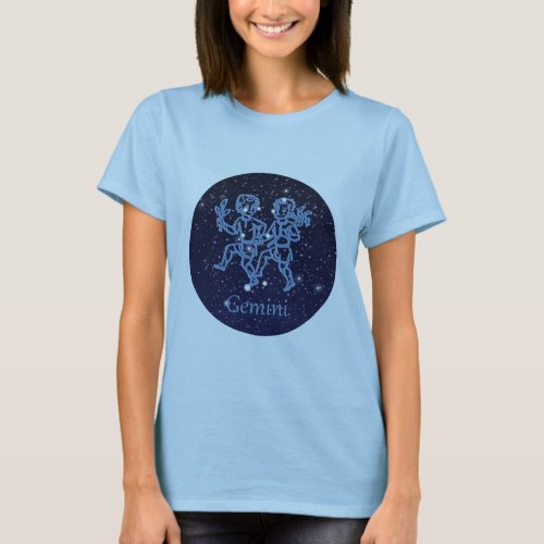 Gemini Constellation and Zodiac Sign with Stars T_Shirt