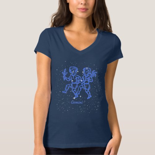 Gemini Constellation and Zodiac Sign with Stars T_Shirt