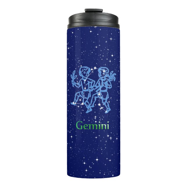 Gemini Constellation and Zodiac Sign with Stars Thermal Tumbler (Front)