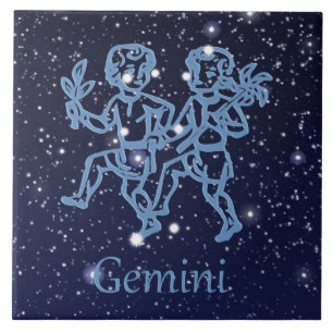 Gemini Constellation and Zodiac Sign with Stars Tile