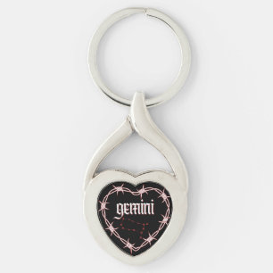 Gemini Constellation Gothic Aesthetic Barbed Wire Keychain