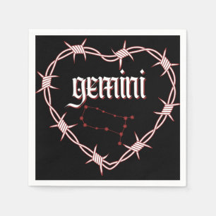 Gemini Constellation Gothic Dark Celestial Art Napkins