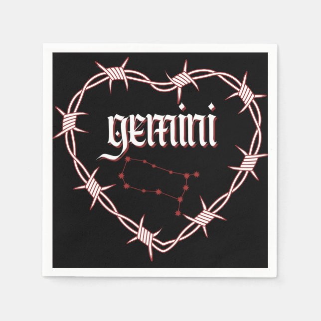 Gemini Constellation Gothic Dark Celestial Art Napkins (Front)