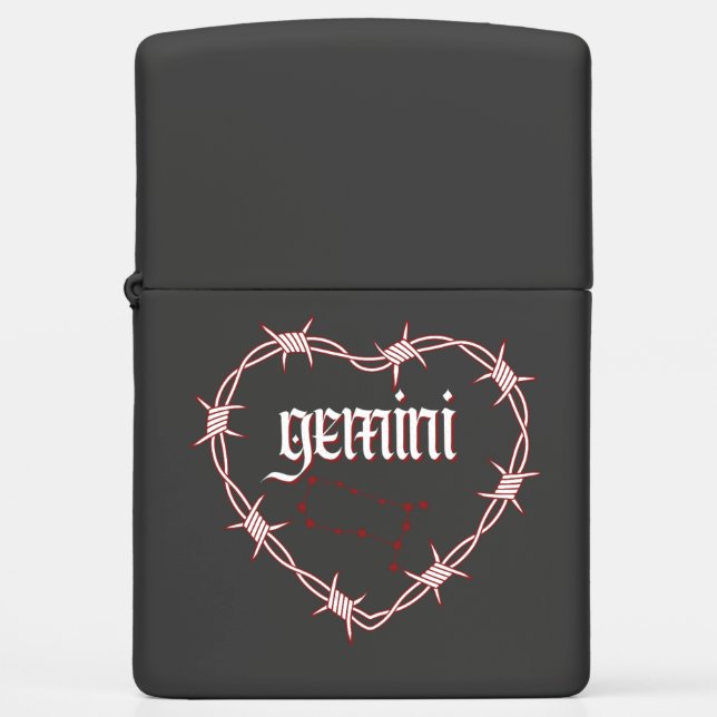 Gemini Constellation Gothic Dark Celestial Art Zippo Lighter (Front)