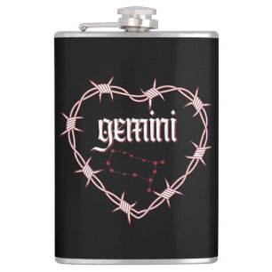 Gemini Constellation Gothic Dark Celestial Edgy Flask