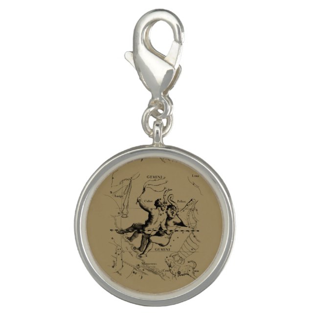 Gemini Constellation Hevelius 1690 Engraving Charm (Front)