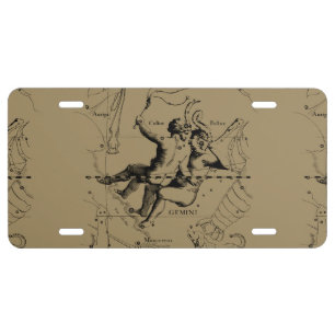 Gemini Constellation Hevelius 1690 Engraving License Plate