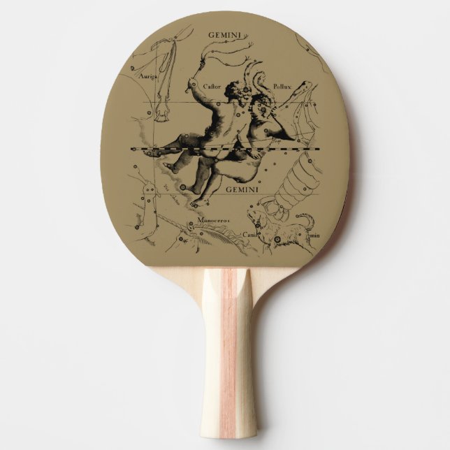 Gemini Constellation Hevelius 1690 Engraving Ping-Pong Paddle (Front)