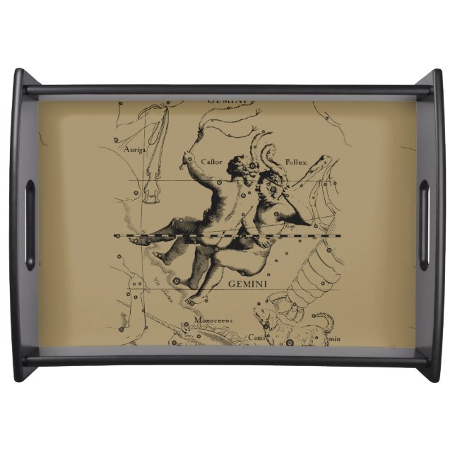 Gemini Constellation Hevelius 1690 Engraving Serving Tray (Front)