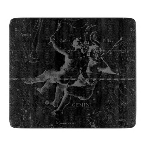 Gemini Constellation Hevelius 1690 on Black Cutting Board