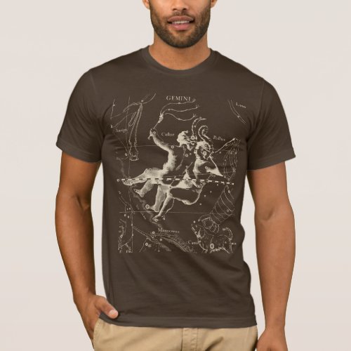 Gemini Constellation Map by Hevelius 1690 T_Shirt