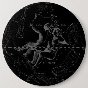 Gemini Constellation Map Engraving by Hevelius Button