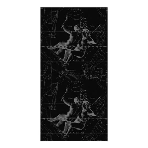 Gemini Constellation Map Engraving by Hevelius Card